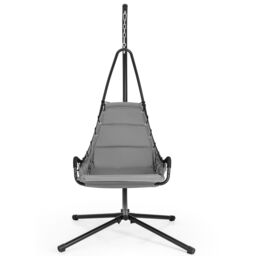 Costway Hanging Swing Chair with Heavy Duty Metal Stand Hammock with Extra Large Padded Seat in Grey - thumbnail 5
