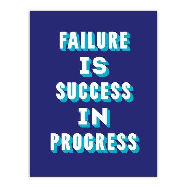 "Artery8 Failure Is Success In Progress Blue Motivational Wall Art Print - Size: W12"" x H16""" - image 1