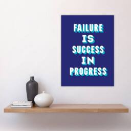 "Artery8 Failure Is Success In Progress Blue Motivational Wall Art Print - Size: W12"" x H16""" - thumbnail 4