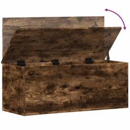 Berkfield Home Storage Box Smoked Oak 90x35x35 cm Engineered Wood in Brown - Size: 90 x 35 x 35 cm - thumbnail 8