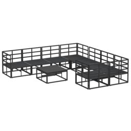Berkfield Home Garden Sofa Set 9 pcs Black 70 x 70 x 32 cm Aluminium - thumbnail 8