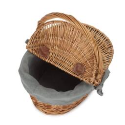 Red Hamper Wicker Childs Light Steamed Finish Cotton Lined Oval Picnic Basket in Grey - thumbnail 3
