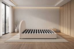 Nexus Mattresses Ltd Modern U-Shape Ottoman Bed Frame with Storage in Cream - Size: Double - thumbnail 3