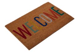 Orsina Welcome Multicolour Coir Doormat in Natural - Size: 100 cm diameter - thumbnail 2