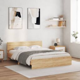Berkfield Home Bed Frame without Mattress Sonoma Oak 150x200 cm King Size in Brown - thumbnail 1