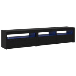 Berkfield Home TV Cabinets 2 pcs with LED Lights Black Oak Engineered Wood - thumbnail 2