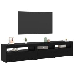 Berkfield Home TV Cabinets 2 pcs with LED Lights Black Oak Engineered Wood - thumbnail 3