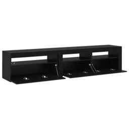 Berkfield Home TV Cabinets 2 pcs with LED Lights Black Oak Engineered Wood - thumbnail 5