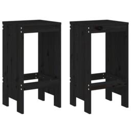Berkfield Home Beautiful 3 Piece Garden Bar Set Black Solid Wood Pine
