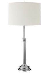 Orsina Adjustable Height Polished Metal Table Lamp, Cream Fabric Drum Shade, Boutique Lighting Feature for Bedroom in Silver - thumbnail 4