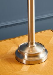 Orsina Adjustable Height Polished Metal Table Lamp, Cream Fabric Drum Shade, Boutique Lighting Feature for Bedroom in Silver - thumbnail 2