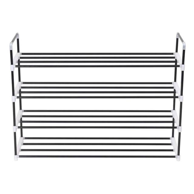 Berkfield Home Shoe Rack with 4 Shelves Metal & Plastic Black - image 1
