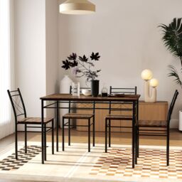 HOMCOM 5 Piece Dining Table & Chairs Set, Space Saving, Oak in Light Oak - thumbnail 1