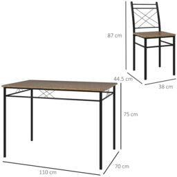 HOMCOM 5 Piece Dining Table & Chairs Set, Space Saving, Oak in Light Oak - thumbnail 3