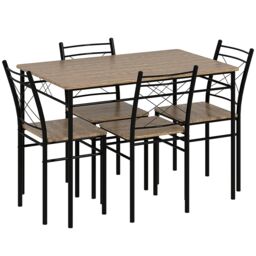 HOMCOM 5 Piece Dining Table & Chairs Set, Space Saving, Oak in Light Oak - thumbnail 2