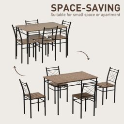 HOMCOM 5 Piece Dining Table & Chairs Set, Space Saving, Oak in Light Oak - thumbnail 5