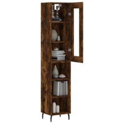 Berkfield Home Highboard Smoked Oak 34.5x34x180 cm Engineered Wood in Brown - thumbnail 3