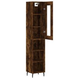 Berkfield Home Highboard Smoked Oak 34.5x34x180 cm Engineered Wood in Brown - thumbnail 4