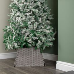 Samuel Alexander Foldable Rattan Christmas Tree Skirt in Grey - thumbnail 4