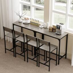 KORVIXA 3-Piece Bar Table & Stools Set Charcoal Grey - Size: 0.6m2 - thumbnail 5