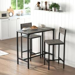 KORVIXA 3-Piece Bar Table & Stools Set Charcoal Grey - Size: 0.6m2 - thumbnail 4