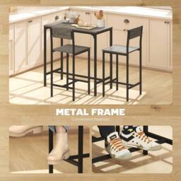 KORVIXA 3-Piece Bar Table & Stools Set Charcoal Grey - Size: 0.6m2 - thumbnail 3