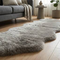 Garden Greatness Maison Stone Double Faux Fur Accent Rug in Grey - Size: 45 cm x 75 cm - thumbnail 2