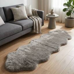 Garden Greatness Maison Stone Double Faux Fur Accent Rug in Grey - Size: 45 cm x 75 cm - thumbnail 1