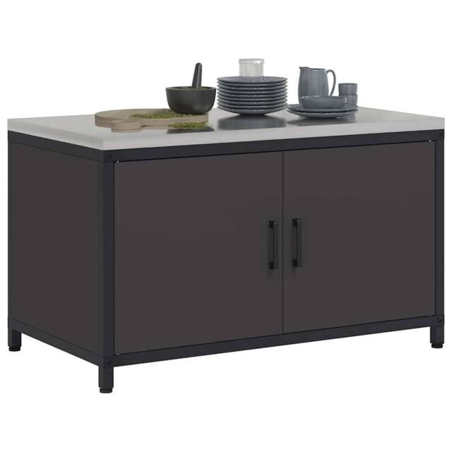 Berkfield Home Kitchen Storage Cabinet with Shelf with Storage with Door Black Steel - image 1