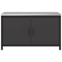 Berkfield Home Kitchen Storage Cabinet with Shelf with Storage with Door Black Steel - thumbnail 7