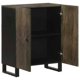 Berkfield Home Sideboard Black 60x33x75 cm Solid Wood Mango - Size: 60 x 33 x 75 cm - thumbnail 3