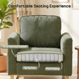 HOMCOM Armchair with Metal Legs & Spring Dark Green - thumbnail 4