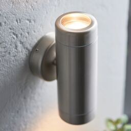 Loops Up & Down Twin Outdoor Wall Light - 2 x 7W GU10 LED Marine Grade Stainless Steel in Metallics - thumbnail 5