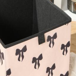 OHS 2 x Bows Storage Box Folding Cube Shoe Toy Organiser in Cream - thumbnail 2