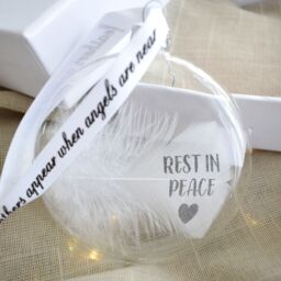 Amaya Rose Ltd In Memory of Rest In Peace feather Round Bauble Gift Boxed. Memorial in Clear - thumbnail 5