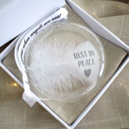Amaya Rose Ltd In Memory of Rest In Peace feather Round Bauble Gift Boxed. Memorial in Clear - thumbnail 4