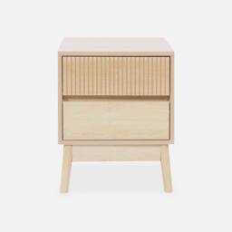 sweeek Pair Of Grooved Bedside Tables With Wooden Effect in Light Brown - thumbnail 3