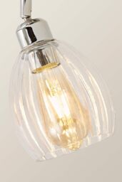 ValueLights Cheltenham 2 Way Ribbed Glass Spotlight Flush Ceiling Light & Bulbs in Metallic Silver - thumbnail 4