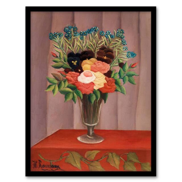 Artery8 Henri Rousseau Framed Wall Art Print Bouquet of Flowers in a Vase - Size: A4 - image 1