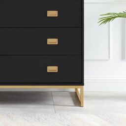 Melody Maison Large 3 Drawer Chest Of Drawers & Pair Of Bedside Tables - Elle Black Range - thumbnail 6