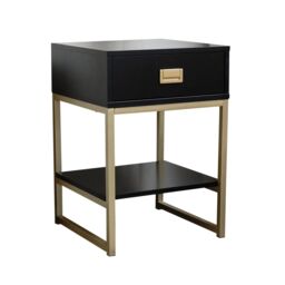 Melody Maison Large 3 Drawer Chest Of Drawers & Pair Of Bedside Tables - Elle Black Range - thumbnail 1