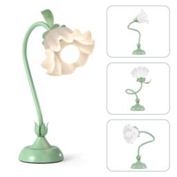 Gymax Nightstand Lamp with Lily of the Valley Lampshade Decorative Light in Green - thumbnail 1