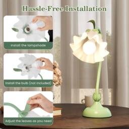 Gymax Nightstand Lamp with Lily of the Valley Lampshade Decorative Light in Green - thumbnail 8