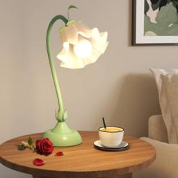 Gymax Nightstand Lamp with Lily of the Valley Lampshade Decorative Light in Green - thumbnail 4