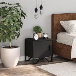 Berkfield Home Bedside Cabinet Black 40x30x40 cm Engineered Wood - Size: 40 x 30 x 40 cm - thumbnail 3
