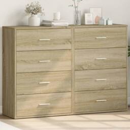 Berkfield Home Sideboards 2 pcs Sonoma Oak 60x31x84 cm Engineered Wood in Brown - Size: 60 x 31 x 84 cm - thumbnail 2