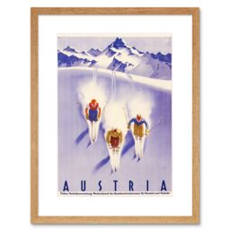 "Artery8 Wall Art Print Austria Alps Ski Snow Winter Travel Artwork Framed 9X7 Inch in Beige - Size: W7"" x H9""" - thumbnail 1