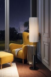 Living and Home Simple Retro Floor Lamp with Fabric Lampshade - thumbnail 1