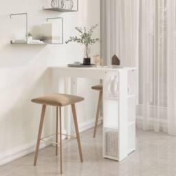 Berkfield Home Bar Table with Shelf White 102x50x103.5 cm Engineered Wood - thumbnail 6