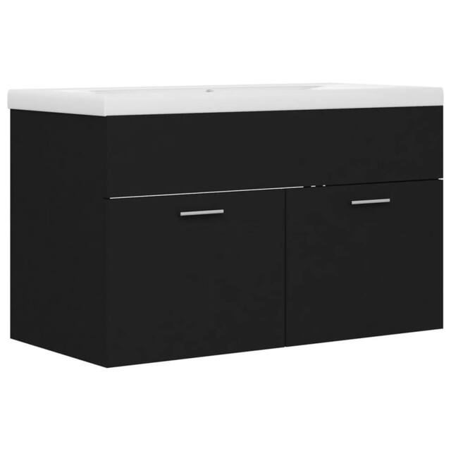 Berkfield Home Sink Cabinet with Built-in Basin Black Engineered Wood - image 1
